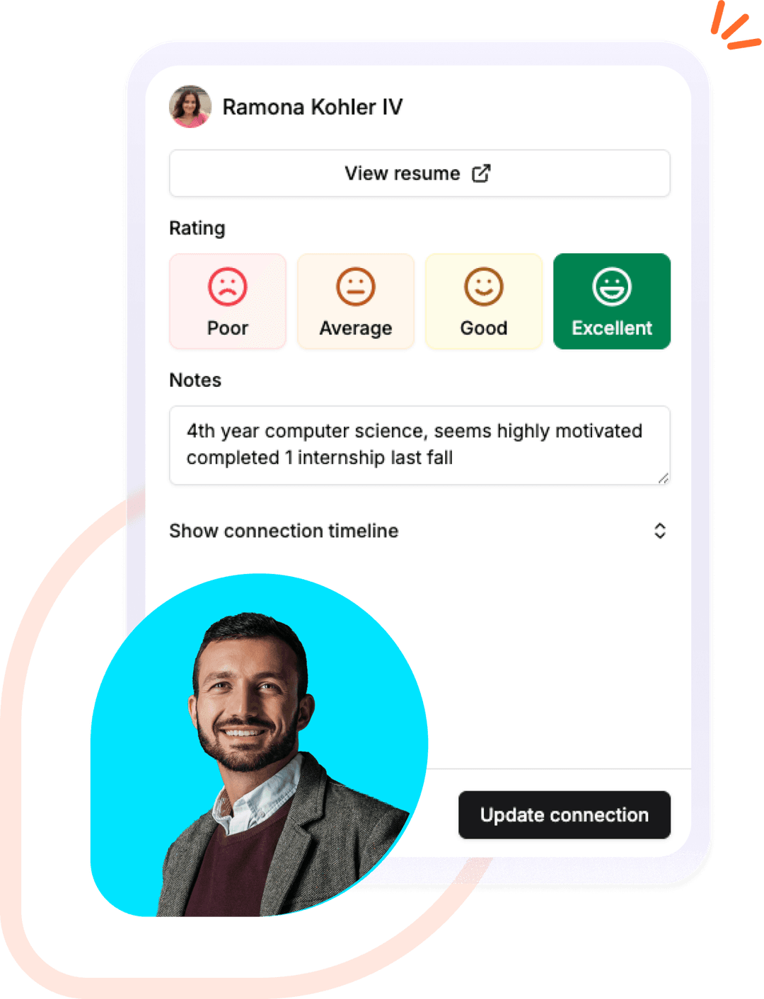 Screenshot of candidate feedback form on the Withe career fair software