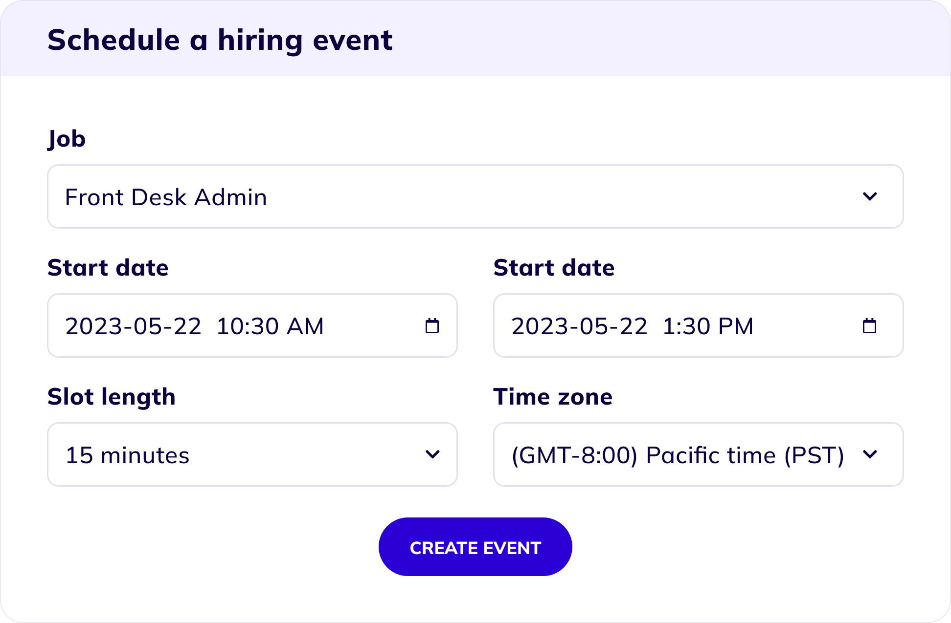 Event scheduling step in the Withe platform