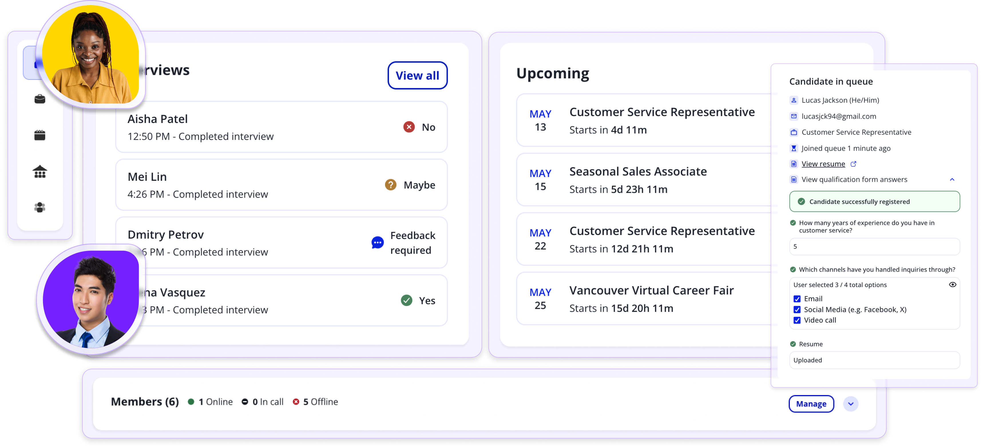 Screenshot of Withe's home page for hiring managers