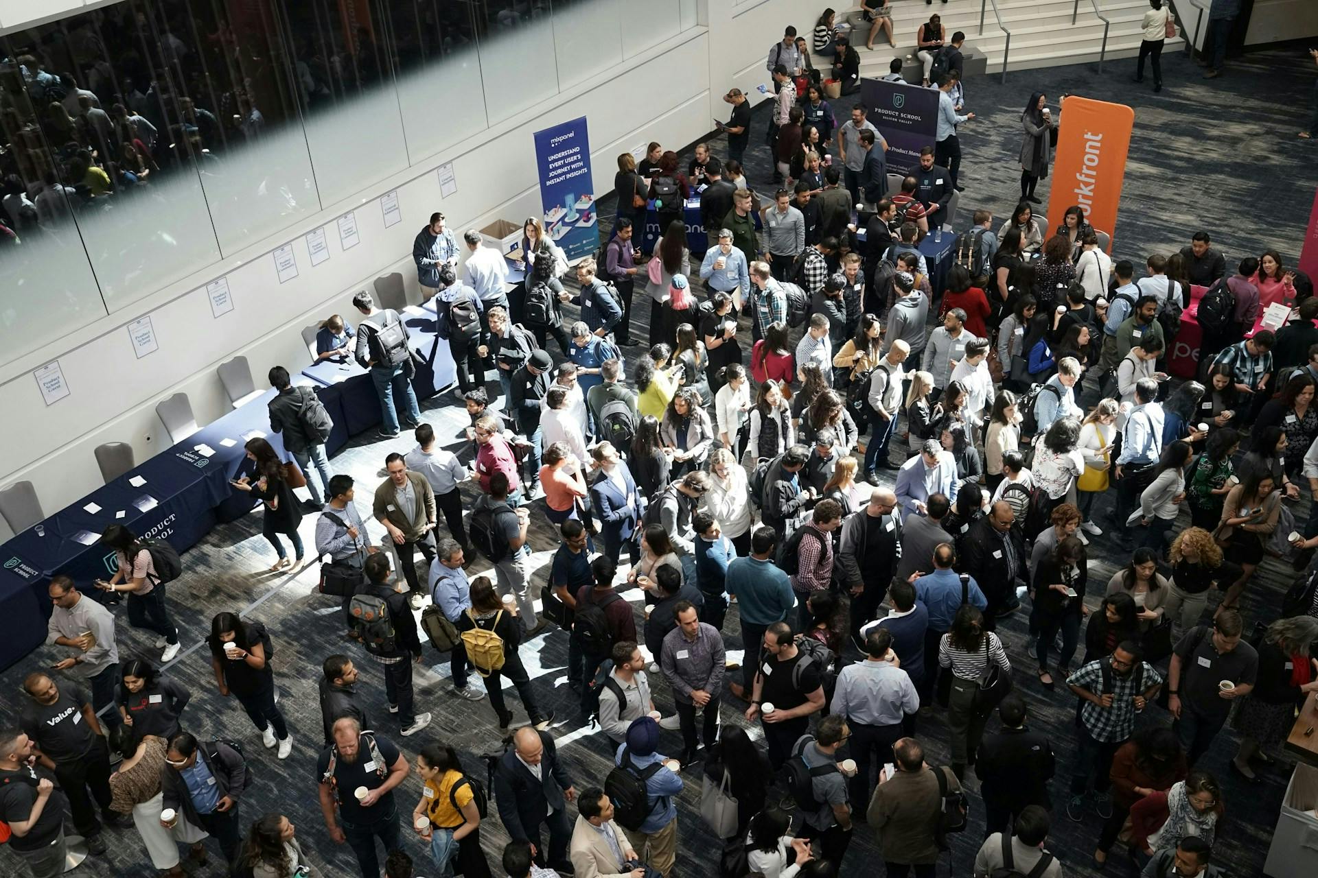 A large crowd of people at a hiring event