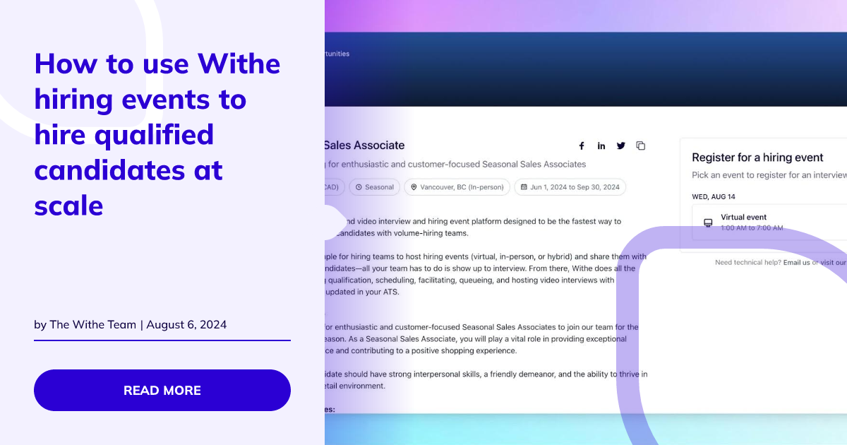 How to use Withe hiring events to hire qualified candidates at scale ...